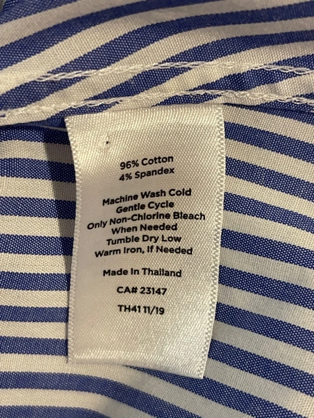 Talbots Blue and White Striped Sleeveless Button-Down Shirt - Picture 4 of 4